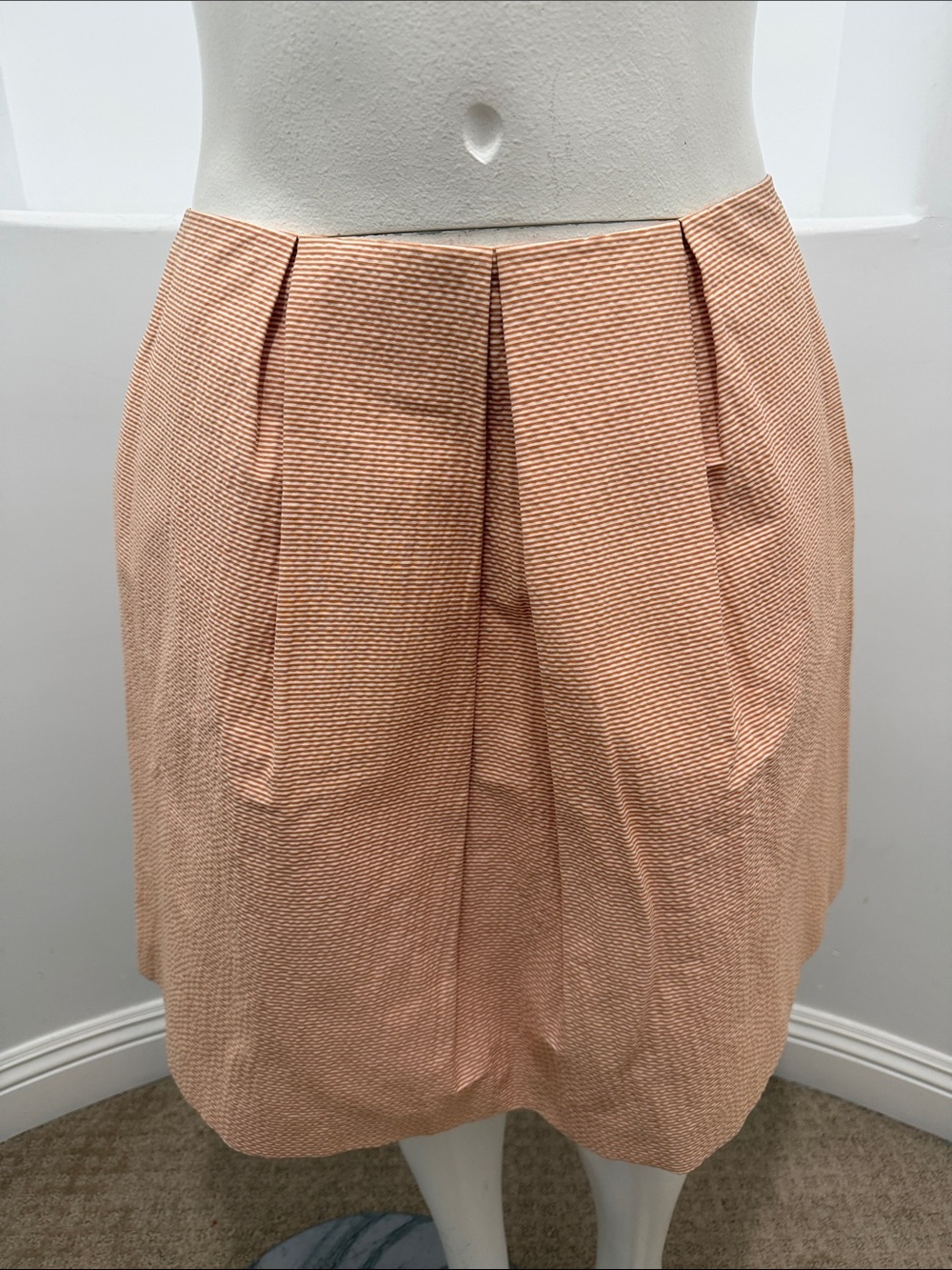 Worth New York Skirt 14 NWT $198 Curry Stripe Pleated Fit Flare Cotton - Picture 2 of 9